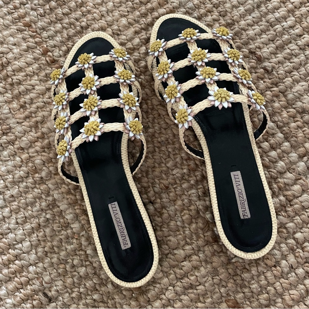 Raffia Daisy Slides - 40.5 Fabrizio Viti